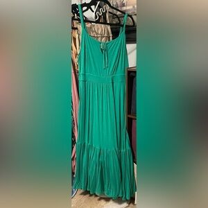 Midi Dress Torrid 1 true green super soft knit adjustable straps ruffle 1x 14/16